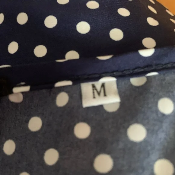 NWOT Navy and White Polka Dot High Low Midi Dress Size Med. - Picture 7 of 8